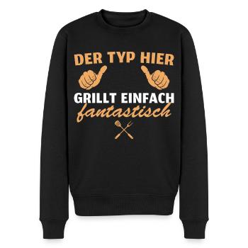 Grillen Der Typ grillt einfach fantastisch - Männer Premium Bio Pullover - Schwarz - Vorne - Nico (187cm)