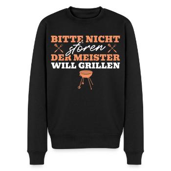 Grill Barbecue Der Meister will Grillen - Männer Premium Bio Pullover - Schwarz - Vorne - Nico (187cm)