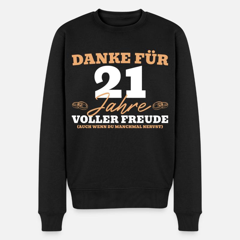 21. Hochzeitstag Mann Opalhochzeit - Männer Premium Bio Pullover - Schwarz