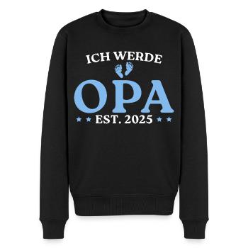 Ich werde Opa 2025 Babyparty - Männer Premium Bio Pullover - Schwarz - Vorne - Nico (187cm)