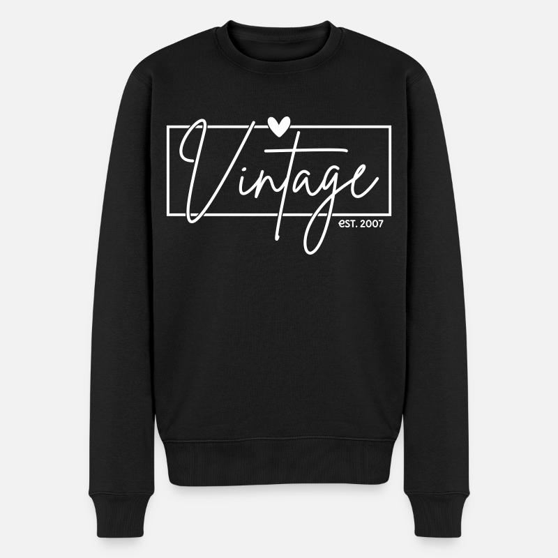 Vintage Est. 2007 (Farbe änderbar) Geburtstag - Männer Premium Bio Pullover - Schwarz