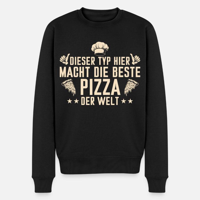 Pizza backen Bester Pizzabäcker Geschenk - Männer Premium Bio Pullover - Schwarz