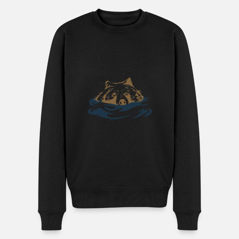 Grizzlybär Schwimmen Geschenkidee - Männer Premium Bio Pullover - Schwarz