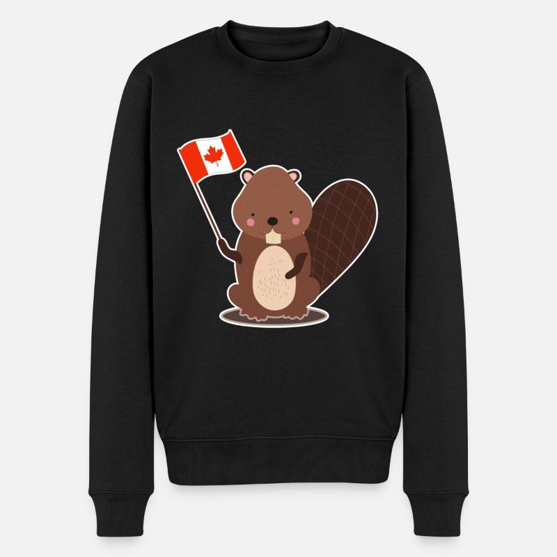 Biber Kanada süß Damm Geschenk Flagge Naturschutz - Männer Premium Bio Pullover - Schwarz
