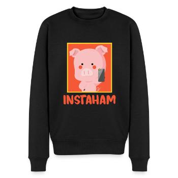 Instaham Schwein süß Insta Parodie Geschenkidee - Männer Premium Bio Pullover - Schwarz - Vorne - Nico (187cm)