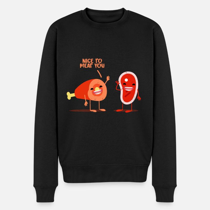 Steak - Männer Premium Bio Pullover - Schwarz