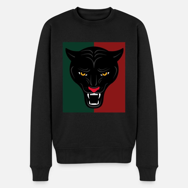 Jaguar schwarze Panther Geschenkidee - Männer Premium Bio Pullover - Schwarz