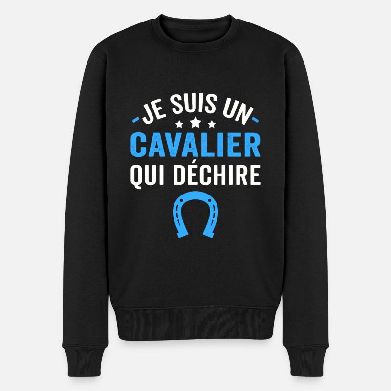 je suis un cavalier qui déchire - Pull Premium bio Homme - noir