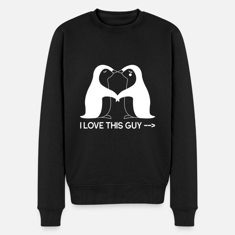 Deux pingouins mignons qui s'aiment. - Pull Premium bio Homme - noir