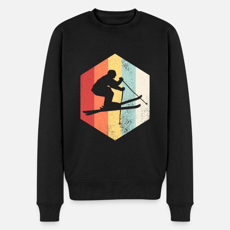 Retro Ski Ski - Männer Premium Bio Pullover - Schwarz