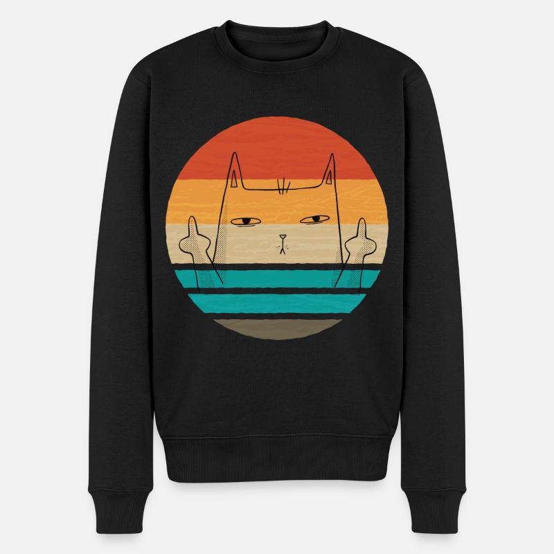 MIDDLEFINGER CAT KATZE - Männer Premium Bio Pullover - Schwarz