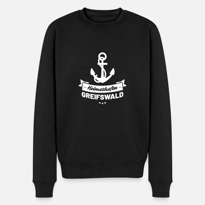 Heimathafen Greifswald - Männer Premium Bio Pullover - Schwarz
