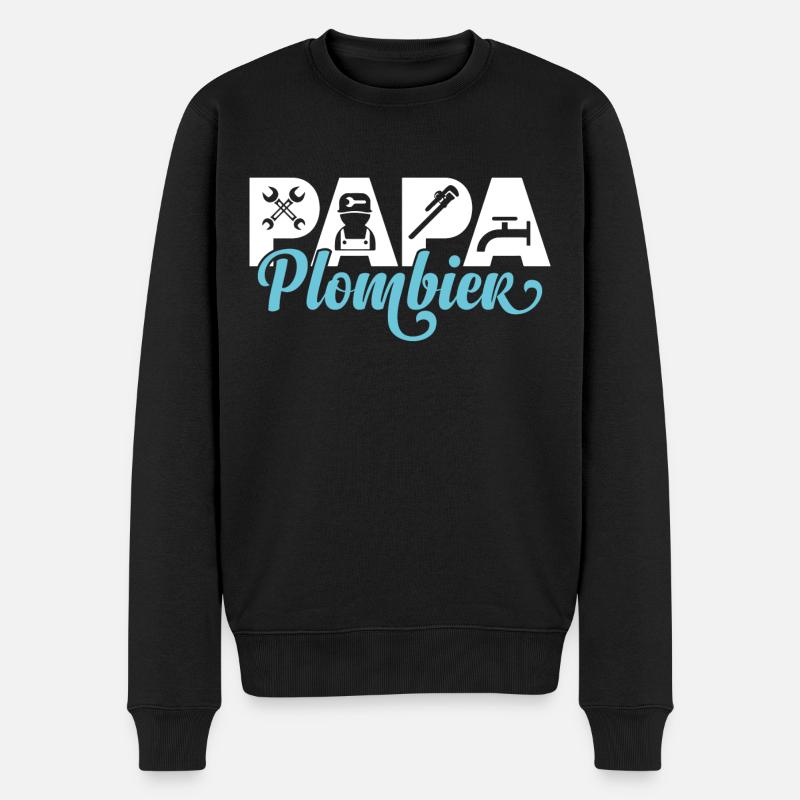 Papa Plombier Idée cadeau métier plomberie - Pull Premium bio Homme - noir