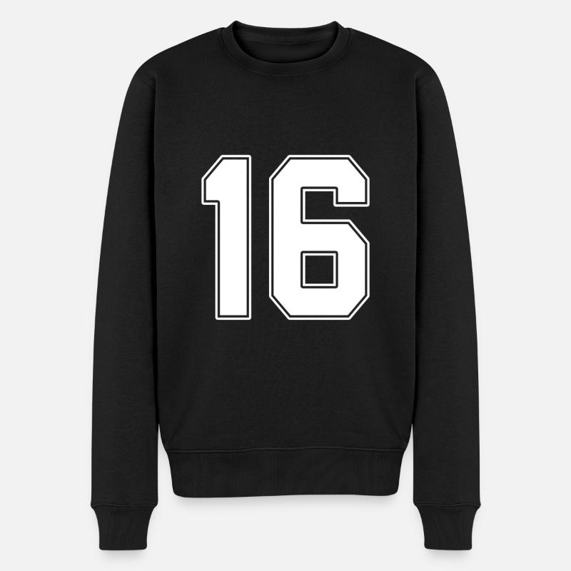 16 Jahre Trikot Nummer 16 - Männer Premium Bio Pullover - Schwarz