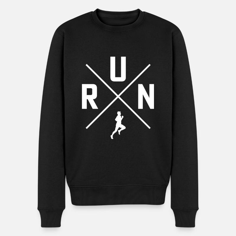 run running t-shirt runner - Männer Premium Bio Pullover - Schwarz