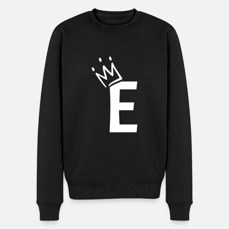Buchstabe E mit Krone - Männer Premium Bio Pullover - Schwarz