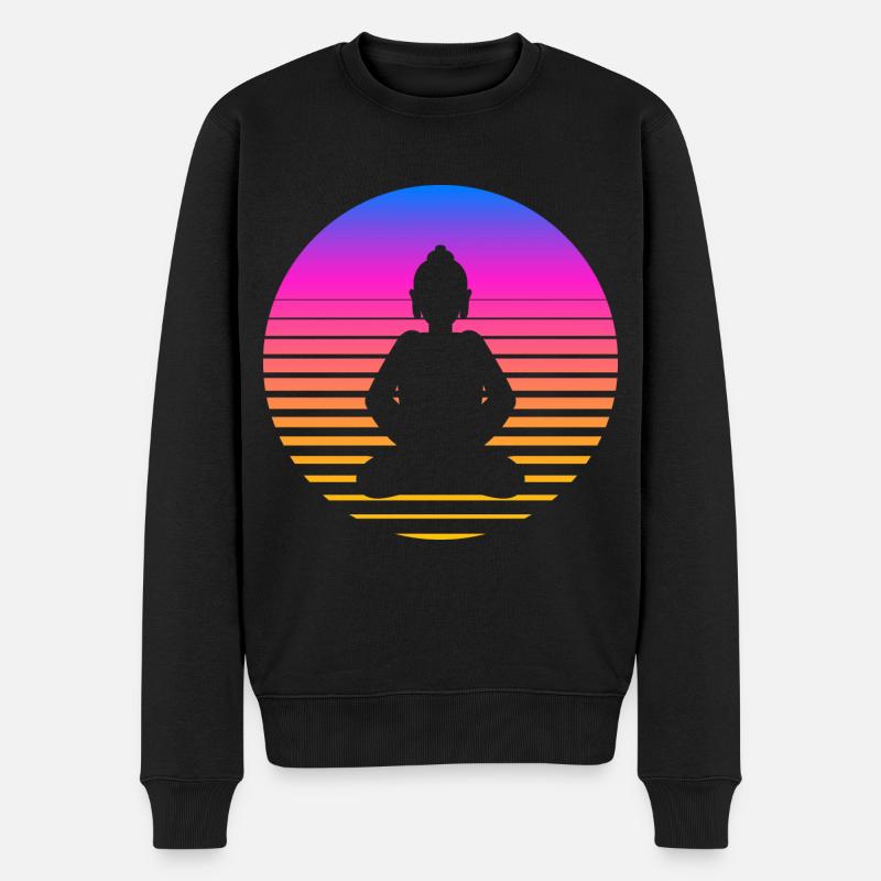 Buddha Retro Buddha Yoga Buddhismus - Männer Premium Bio Pullover - Schwarz