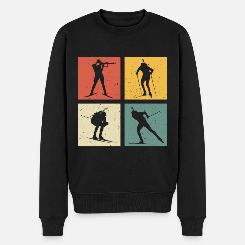 Retro Biathlon Bithlete - Männer Premium Bio Pullover - Schwarz