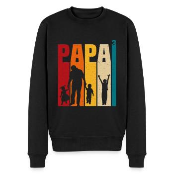 Papa 3 Kinder stolzer Vater 3 Kinder dreifacher Vater - Männer Premium Bio Pullover - Schwarz - Vorne - Nico (187cm)