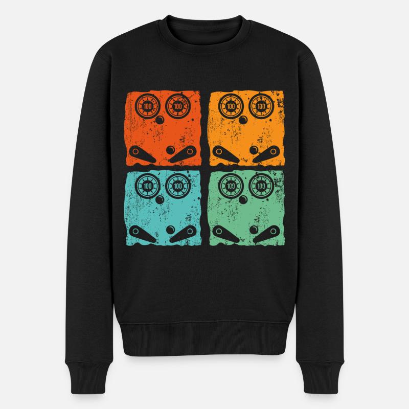 Vintage Pinball Player Pinball Machine - Männer Premium Bio Pullover - Schwarz