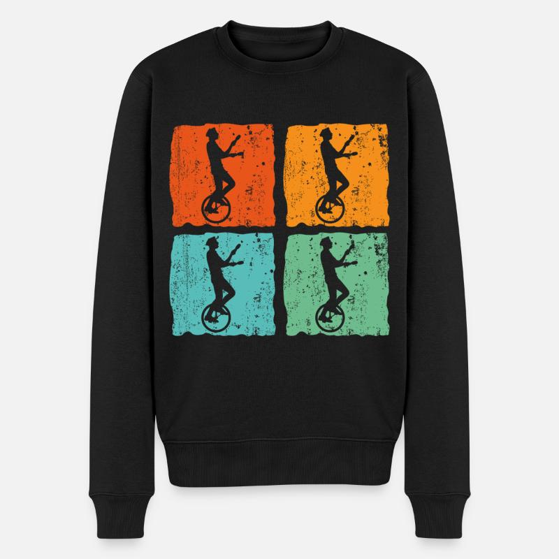 Einrad Fahrrad Zirkus Akrobat Clown Vintage - Männer Premium Bio Pullover - Schwarz