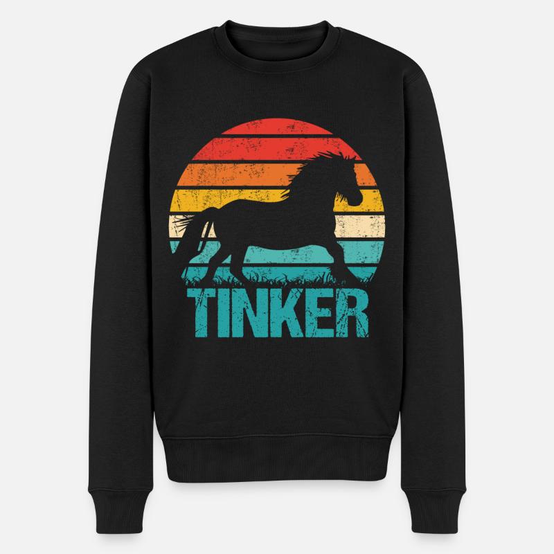 Irish Tinker Pferd Tinkerpferd Retro Vintage Style - Männer Premium Bio Pullover - Schwarz