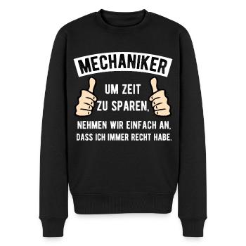 Mechaniker Mechatroniker Witz Spruch - Männer Premium Bio Pullover - Schwarz - Vorne - Nico (187cm)