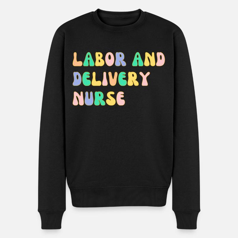 Arbeits- und Entbindungsschwester - Männer Premium Bio Pullover - Schwarz