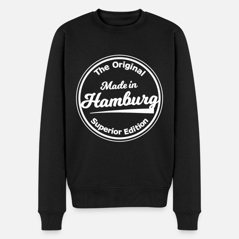 Die Hansestadt Hamburg - Männer Premium Bio Pullover - Schwarz