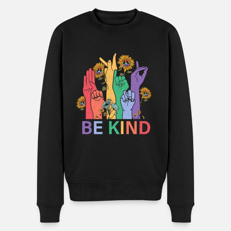 Schwul Lesbisch Regenbogen T-Shirt Geschenkidee - Männer Premium Bio Pullover - Schwarz