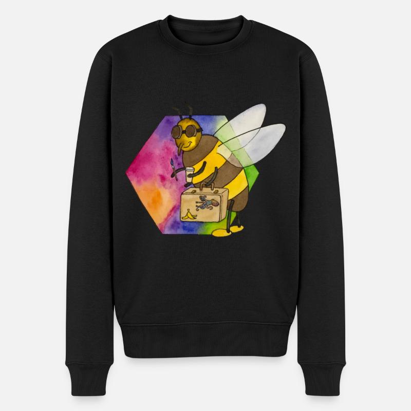 nieliche Biene HIVE - Männer Premium Bio Pullover - Schwarz