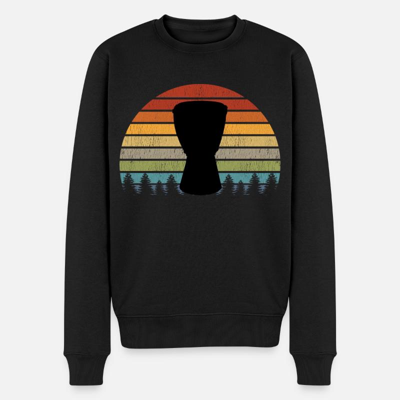 Djembe Player Schlagzeuger Musik Schlagzeug Vintage Retro - Männer Premium Bio Pullover - Schwarz