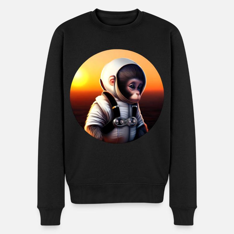Affe Astronaut - Männer Premium Bio Pullover - Schwarz
