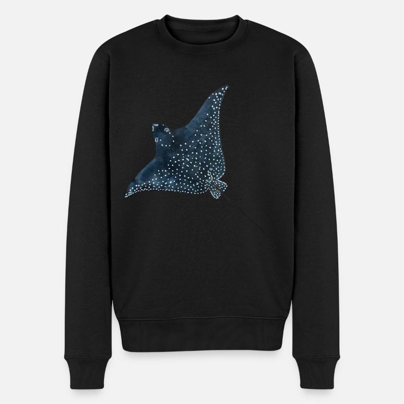Rochen Adlerrochen Stachelrochen Riff Tauchen - Männer Premium Bio Pullover - Schwarz