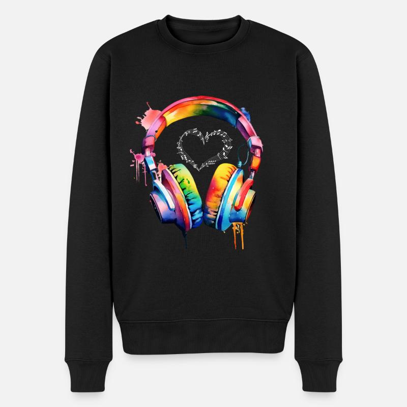 Kopfhörer Musik-Liebe - Männer Premium Bio Pullover - Schwarz