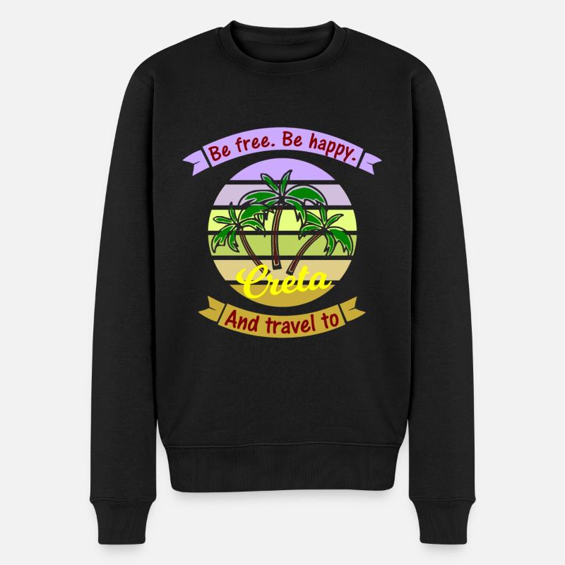 Les vacances en Crète - Pull Premium bio Homme - noir