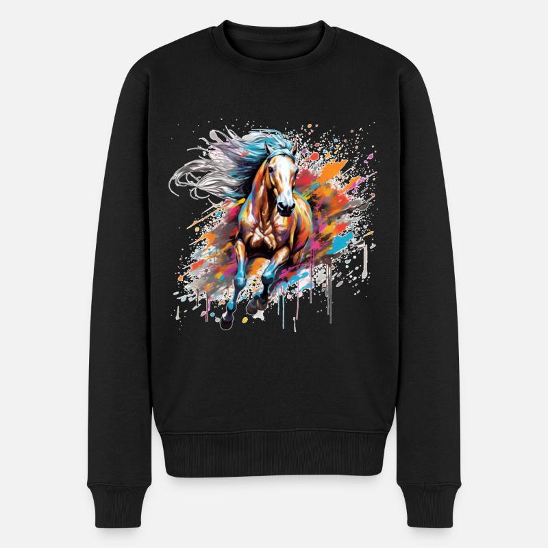 Cheval, horse - Pull Premium bio Homme - noir