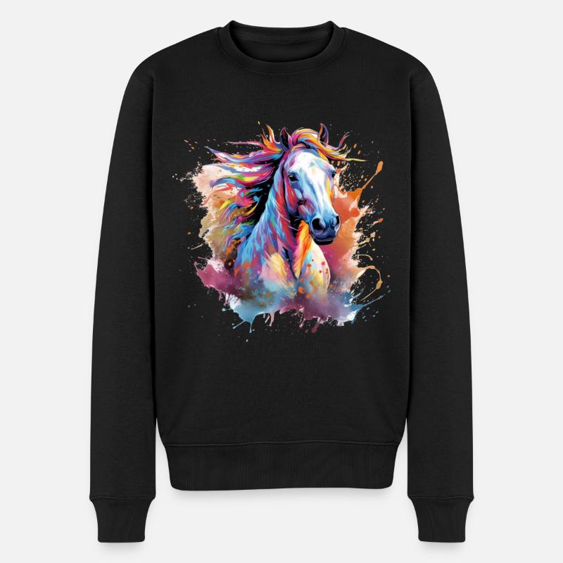 Pferd - Männer Premium Bio Pullover - Schwarz