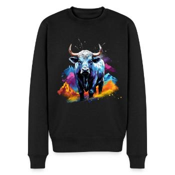 Eringer, vache d'hérens suisse - Pull Premium bio Homme - noir - Devant - Nico (187cm)
