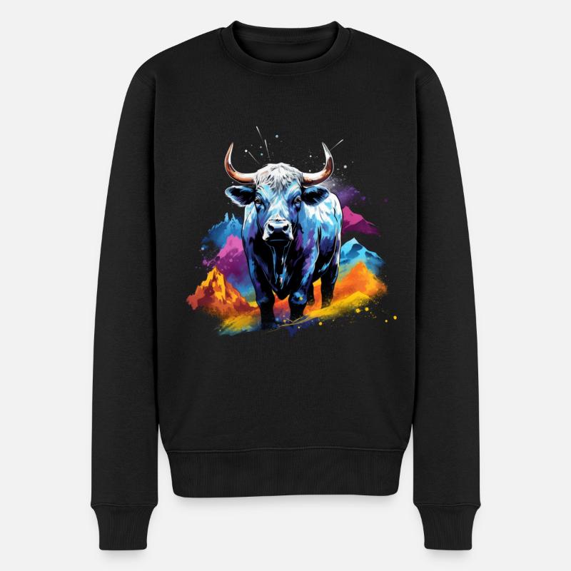 Eringer, Schweizer Eringerkuh - Männer Premium Bio Pullover - Schwarz
