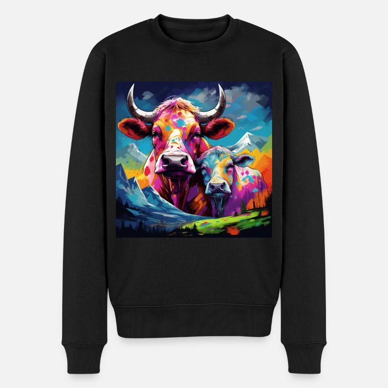 Kuh - Männer Premium Bio Pullover - Schwarz
