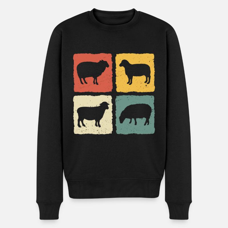 Retro Schaf Schaf Schaf - Männer Premium Bio Pullover - Schwarz