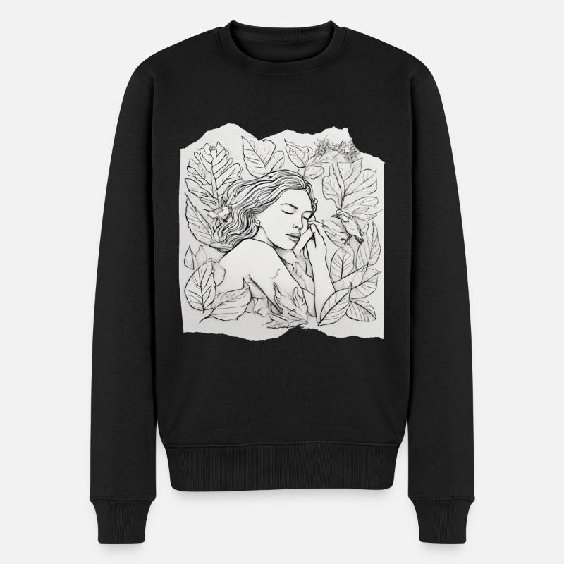schlummernde junge Frau - Männer Premium Bio Pullover - Schwarz