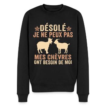 Mes chèvres ont besoin de moi - Pull Premium bio Homme - noir - Devant - Nico (187cm)