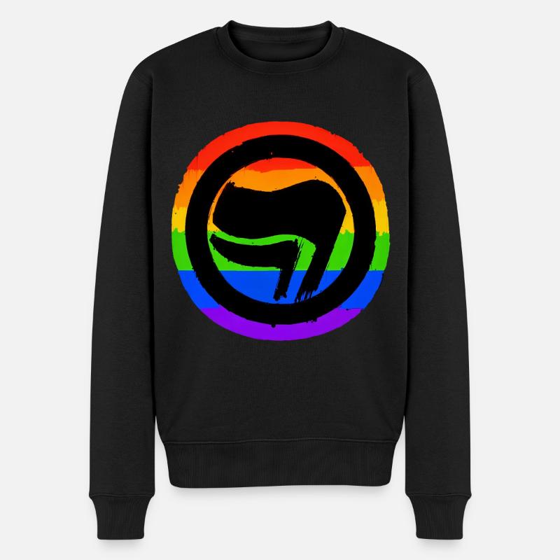 Arc-en-ciel antifasciste - Pull Premium bio Homme - noir