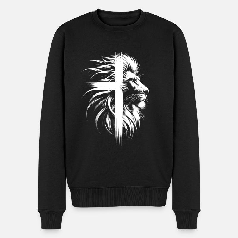 Dieu Église Chrétiens Lions Chrétiens Lion - Pull Premium bio Homme - noir