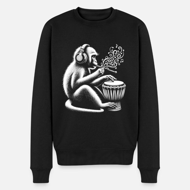 Trommelaffe - Männer Premium Bio Pullover - Schwarz