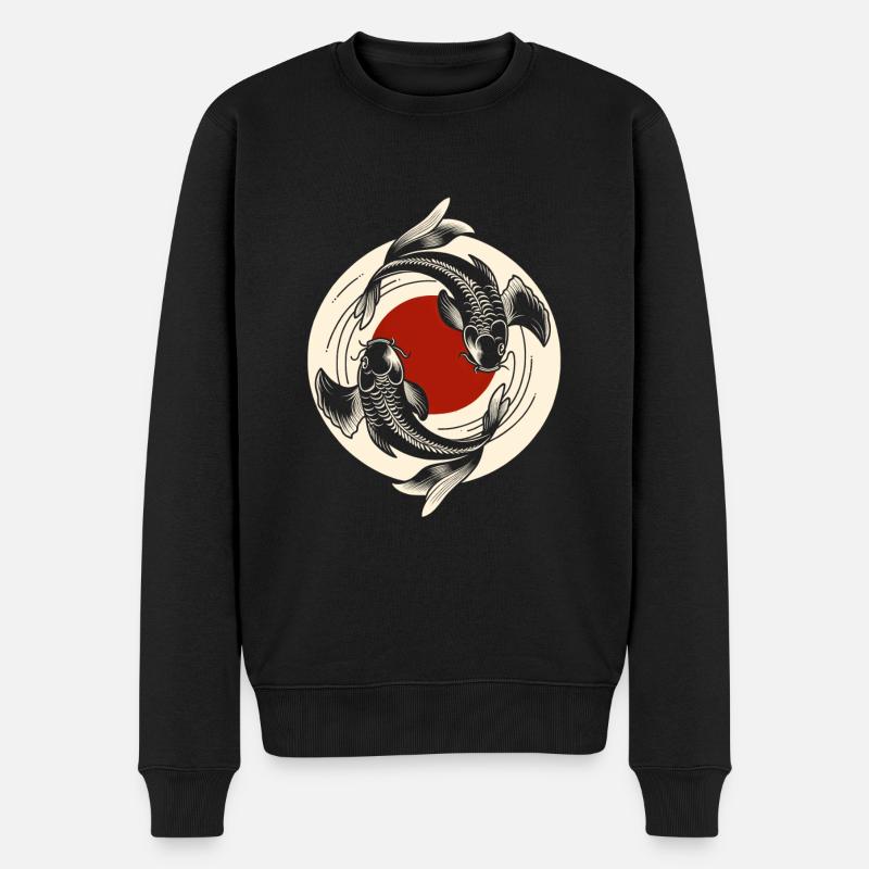 Japanische Koi-Fische Yin Yang Design - Männer Premium Bio Pullover - Schwarz