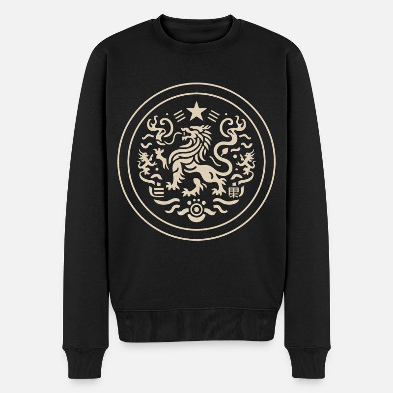 Lion chinois - Golden China Design - Pull Premium bio Homme - noir