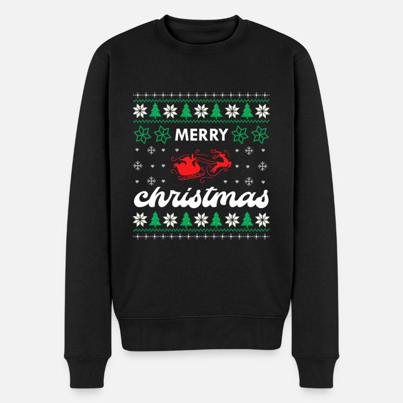 Frohe Weihnachten - Männer Premium Bio Pullover - Schwarz
